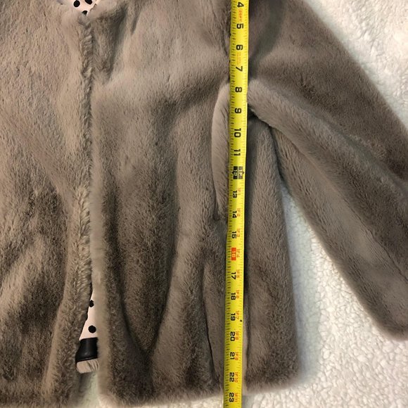 ZARA Women Jacket Women Size S Gray Tau[e Faux Fur Long Sleeve Open Front - Picture 6 of 6